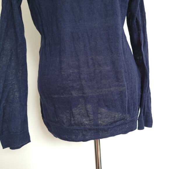 Lilly Pulitzer Liesel Sweater Linen Navy Lightweight Button Sides Women Small - Picture 8 of 13